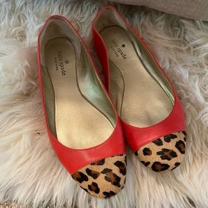 Kate Spade leopard leather cap toe flats